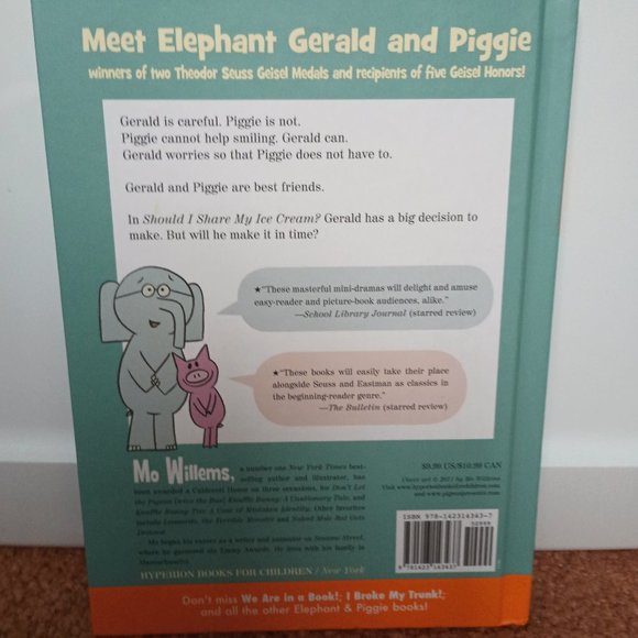 Should I Share My Ice Cream? An Elephant & Piggie Book Hardcover by: Mo Willems - Picture 6 of 6